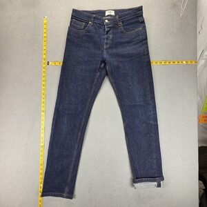 Selvedge Jeans Mens Blue Folk Slim Skinny Dark Wash Button‎ Fly Fits 30x32